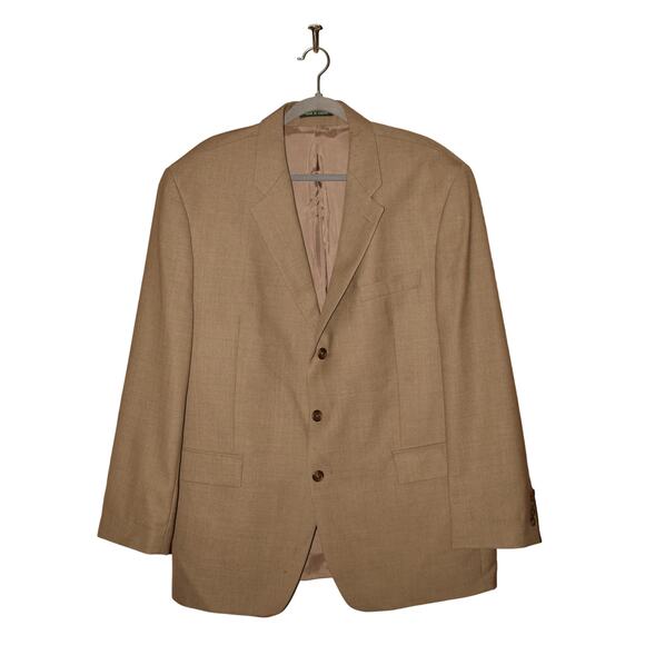 LAUREN RALPH LAUREN $295 Beige Wool 3-Button Blazer Jacket Men's 46R - Picture 1 of 6